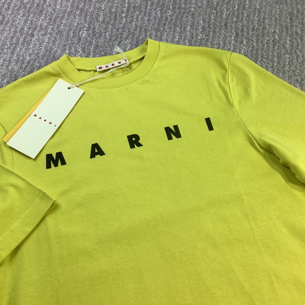 Marni Kids Logo T Shirt Lime Yellow Short Sleeve Cotton Tee Size 14Y NWT